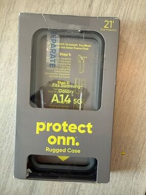 protect onn. Rugged Phone Case for Samsung Galaxy A14 5G — Black